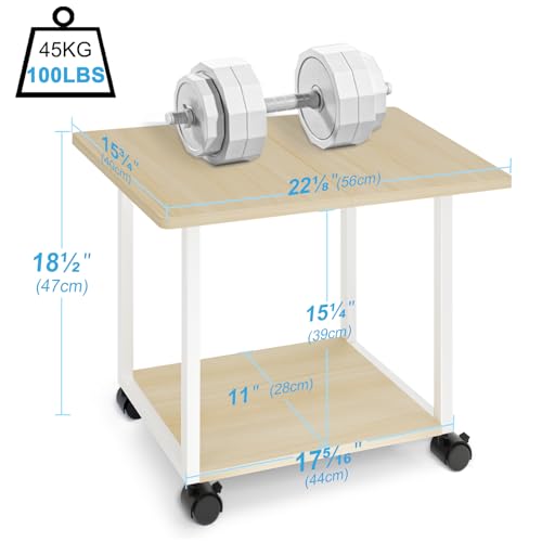 MARTY 22"x15.75" Large Under Desk Printer Stand with Storage Shelf 2-Tier Rolling Printer Cart with Wheels Printer Table for Home Office Heavy Duty Storage Rack for Scanner Fax Machine, Maple - color: Maple