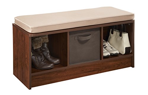 ClosetMaid 1309 3-Cube Storage Bench, Dark Cherry with Tan Cushion - color: Dark Cherry With Tan Cushion