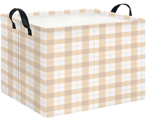 CLOCOR Rectangular Storage Basket,Collapsible Cute Pattern Storage Bin,Waterproof Books Box with Handles,Gift Basket(Yellow Grid) - color: Yellow Grid