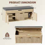 Shoe Bench with Storage - Lift Top Entryway Bench with Hidden Storage, Shoe Rack with Adjustable Shelves and Cushioned Seat, Wooden End of Bed Bench for Bedroom, Living Room and Hallway,Nature