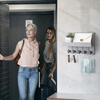 Rebee Vision Modern Farmhouse Decor Key Holder Wall Mount Combo - Stylish Key and Mail Holder for Wall with Drawer Organizer and Floating Shelves - Apartment Essentials for Home Decor (Gray)