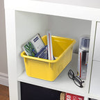 Storex Small Cubby Bins, Pack of 5, 12.2 x 7.8 x 5.1 Inches, Yellow (62410U05C) - color: Yellow, style: Bin Only