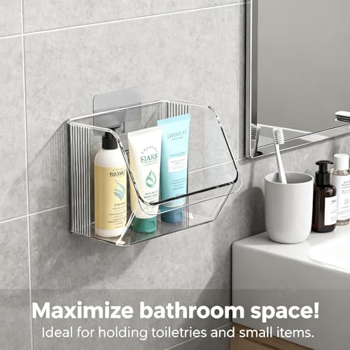 3 Pack Clear Plastic Wall Mount Storage Bins, Kitchen Pantry Cabinet Organizer Containers,Storage Caddy No Drilling Hang Walls/Doors for Kitchen, Bathroom, Bedroom, Office