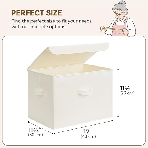 GRANNY SAYS Closet Storage Bins, Decorative Storage Boxes with Lids, Clothes Organizing Bins, Lidded Baskets for Toys, Clothing, Extra Large, Ivory White&Khaki, 2-Pack - color: Ivory White&Khaki, size: Extra Large-2 Pack
