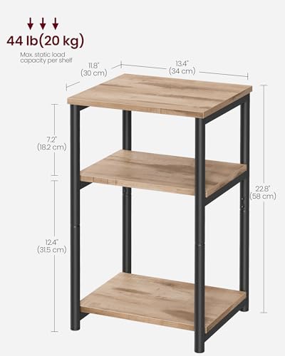 VASAGLE Side Table, Small End Table, Tall Nightstand for Living Room, Bedroom, Office, Bathroom, Camel Brown and Classic Black ULET273B50 - color: Camel Brown + Classic Black