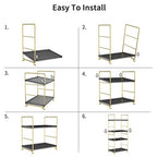 2-Tier Spice Rack Bathroom Organizer Countertop Storage Shelf, Cosmetic Storage Rack Standing Counter Shelf (Gold + Black) - color: Black + Gold