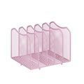 Simple Trending Mesh Desktop File Sorter Organizer, 5-Section Bookshelf for Desk Home Office, Pink - style: 5 Section Pink
