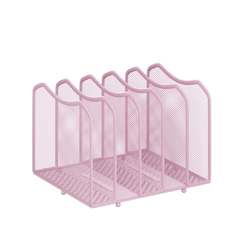 Simple Trending Mesh Desktop File Sorter Organizer, 5-Section Bookshelf for Desk Home Office, Pink - style: 5 Section Pink