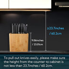 KITCHENDAO XL Bamboo Universal Knife Block Holder with Slots for Scissors and Sharpening Rod, Safe, Space Saver Knives Storage Stand Display without Knives, Unique Slot Design to Protect Blade - color: Bamboo Knife Block