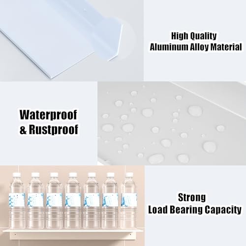 HNVNER White Adhesive Shower Caddy 30cm, Floating Bathroom Shelves for Wall 2 Pack, Metal Bathroom Wall Shower Shelves Storage Organizer for Kitchen Home - color: White, size: 30cm