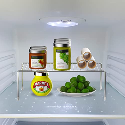 Redrubbit 2 Pack Large (15.7 x 9. 4 Inch) Cabinet Storage Shelf Rack, Rustproof Kitchen Counter and Cabinet Shelf, Storage Rack Organizer for Kitchen, Fridge, Cabinet, Bathroom, Chrome - color: Chrome