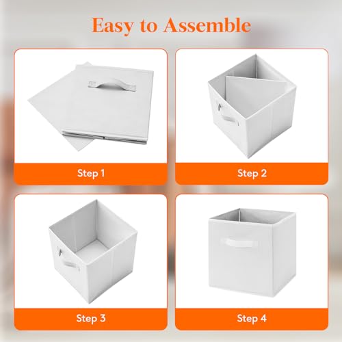 Lifewit Storage Cubes, Foldable Decorative Fabric Storage Baskets for Organizing Home Organizers with Handles for Shelves, Closet, 11 Inch Bins, 18L White, 6 Packs - color: White, size: 6pcs-11INCH