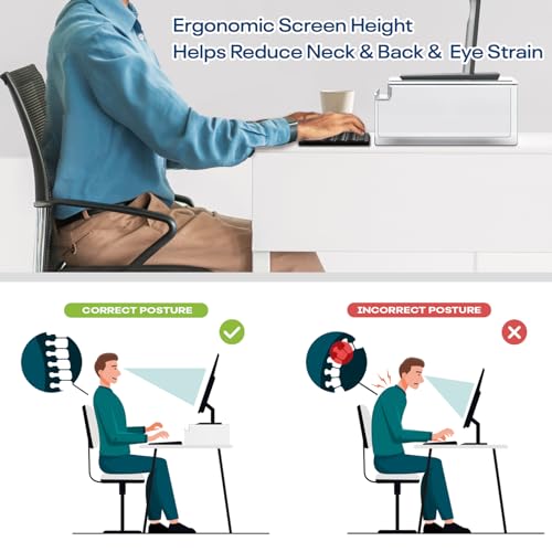Crpich Clear Acrylic Monitor Stand Riser with Slot for Desk Accessories Organizer, Ergonomic Desktop Organizer for Computer, Laptop, Screen – Sleek & Durable Design for Office or Home