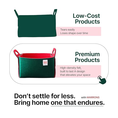 Collapsible Felt DEEPGREENRED Storage Bin Medium 11"x7.1"x7.1" – Foldable Basket with Handles for Closet, Storage, Laundry Room Organization, Decorative Storage Bins for Shelves, Cube Storage - color: DEEPGREENRED, size: MEDIUM