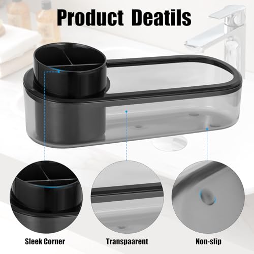 Ayswupt Black Toothbrush Holder for Bathroom,Detactable Bathroom Tray for Men,Electric Tooth Brushing Holder,Bathroom Countertop Organizer,Tooth Brush Toothpaste Caddy Storage,Vanity Sink Accessories - color: Black Toothbrush Holder