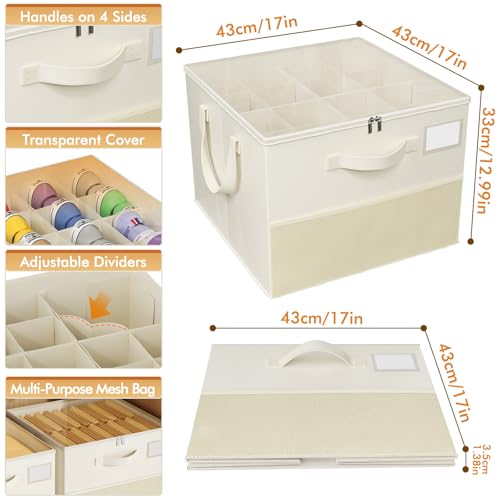NestOrganix 2 Pack Shoe Organizer for Closet, Large Shoe Box Storage Containers, Foldable Shoe Storage Organizer Box Bin with Adjustable Dividers and Clear Cover, Space Saving Shoes Holder, Beige - color: Beige