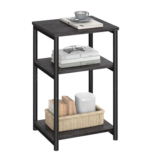 VASAGLE Side Table, Small End Table, Tall Nightstand for Living Room, Bedroom, Office, Bathroom, Misty Gray and Classic Black ULET273B68 - color: Misty Gray + Classic Black