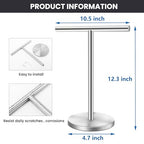 T-Shape Bath Hand Towel Holder Stand, Stainless Steel Free Standing Hand Towel Rack, for Bathroom Kitchen & Countertop, Silver, 2 Pack - color: Silver-2 Pack