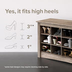 Prepac Elegant Brown Shoe Storage Cabinet, Space-Saving Solution with Cubbies for 36 Pairs, 13"D x 23.5" W x 72.5" H