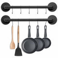 Pot Pan Rack Wall Mounted Set of 2, 21" Industrial Pipe Utensils Hanger Holder Pots Storage Organizer Iron Detachable Hanging Rail for Kitchen with 10 S Hooks… - size: 21 Inches