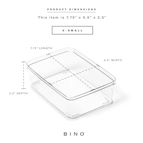 BINO | Plastic Storage Bins, X-Small - 5 Pack | THE LUCID COLLECTION | Multi-Use Built-In Handles BPA-Free Clear Storage Containers | Fridge Organizer | Pantry & Home Organization - size: 5PK - X-SMALL