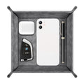 SITHON Valet Tray Desktop Storage Organizer – Premium PU Leather Catchall Bedside Vanity Tray Nightstand Caddy Holder for Remote Controller, Keys, Phone, Wallet, Coin, Jewelry (Gray) - color: Gray