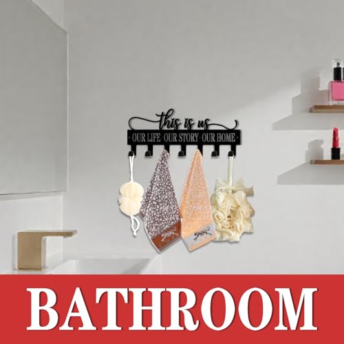 Key Holder Wall Mount, This is Us Sign, Key Holder Wall for Wall Decorative with 6 Hooks, Organizer Rack Hanger for Entryway, Front Door, Hallway, Office 9.8 inches - color: This is Us