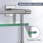 Glass Bathroom Shelf with Towel Bar, Stainless Steel Tempered Towel bar/Track Glass Bathroom Shelves Wall Mount Over The Toilet (Brushed Nickel, 20-inch) - color: Brushed Nickel, size: 20-inch with Railing