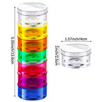 Sieral 2 Set 7 Days Stackable Pill Organizers 7 Compartments Round Pill Boxes Tower Weekly Vitamin Individual Storage Containers Travel Cases with Lids for Medications, Vitamins and Supplements