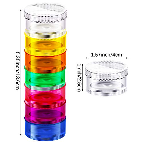 Sieral 2 Set 7 Days Stackable Pill Organizers 7 Compartments Round Pill Boxes Tower Weekly Vitamin Individual Storage Containers Travel Cases with Lids for Medications, Vitamins and Supplements