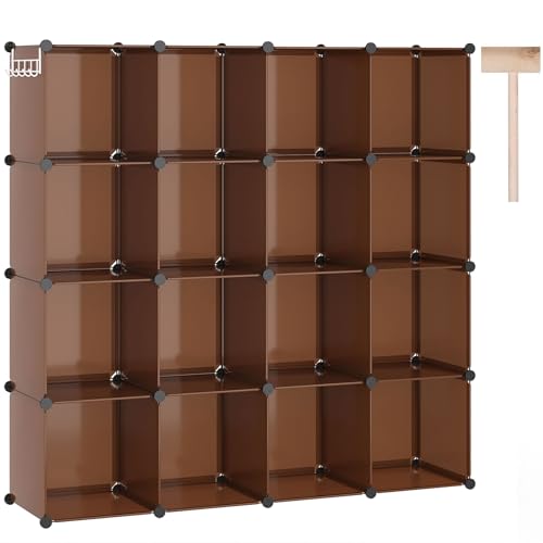 C&AHOME 16-Cube Storage Organizer, Plastic Shelves Units, DIY Closet Organizer, Modular Shelves Ideal for Home, Bedroom, 48.4" L 12.4" W 48.4" H Brown UPCS16C - color: Brown