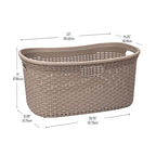 Mind Reader 40L Laundry Basket, Clothes Hamper, Wicker Design, Plastic, 23"L x 14.5"W x 11"H, Set of 2, Tan - color: Tan