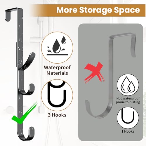 Over the Door Hooks hanger,over the door towel hook Organizer hanging for coat clothes backpack hat purse Metal Towel Rack Back of Shower for Bathroom,Dorm,Bedroom,Kitchen,Office Closet (Black-3Packs) - color: Black, size: 3 Pack