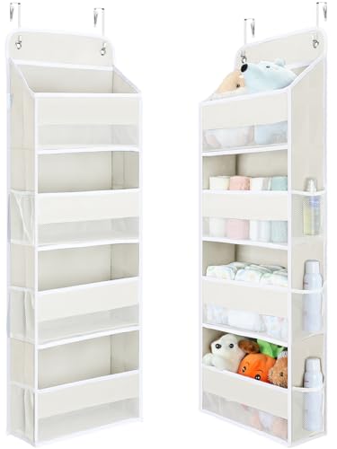 Yecaye Over the Door Organizer, 35.2lbs Load Toy Stuffed Animal Storage, Bathroom Organizers and Storage for Nursery Newborn Baby Essential Stuff Dorm Room Essentials, Cream White 4 Tier - color: Cream White, size: 4 Tier