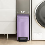 TrashAid Slim Bathroom Trash Can with Lid Soft Close, 6 Liter/1.6 Gallon Stainless Steel Small Garbage Can with Removable Inner Bucket, Step Pedal, Slim Wastebasket for Toilet, Office, Bedroom, Purple - color: Purple