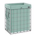 SONGMICS Laundry Hamper, 23.8 Gal. (90L) Laundry Basket, Collapsible Clothes Hamper, Removable and Washable Liner, Metal Wire Frame, for Bedroom Bathroom, Silver and Mint Green ULCB190C01 - color: Silver + Mint Green, size: 90 L
