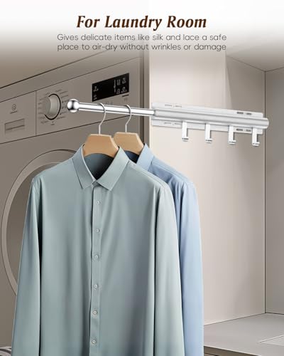 Supforce Valet Rod for Closets, 12" Valet Rod With 4 Hooks, Closet Organizer Slide Out Clothing Hanger Rods Extender Perfect for Suits,Dresses,Belt,Tie, White - color: White, size: 12IN With 4 Hooks