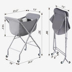 ELYKEN Laundry Cart with Wheels, 32”H Easy Rolling Laundry Hamper with Removable Liner Bag, Sturdy Metal Frame Clothes Basket with 4 Casters and 2 Brakes - color: Gray, size: 23.2"L x 13"W x 32"H