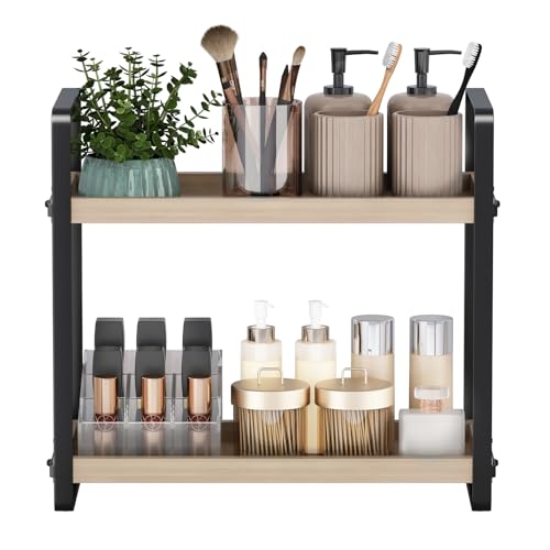 HNRLOY Bathroom Counter Organizer,Bathroom Countertop Organizer,Counter Shelf,Countertop Storage,Organization and Storage,Makeup Shelf,Sink Caddy(Burlywood 2 Tier) - color: Burlywood 2 Tier