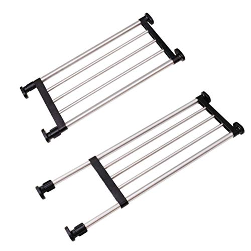 BAOYOUNI Adjustable Closet Shelf Expandable Shelves Tension Rod Hanger Space Saving Storage Rack Organizer Divider for Wardrobe, Cupboard, Kitchen, Bathroom Use, Black, 2 Pack - color: Black, 2pcs (2-bar Telescopic), size: Recommended Use Length: (19.69-3