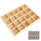 Ciieeo Wooden Drawer Organizer Box 13.38X10.62X1.96In Multi-Compartment Storage Divider for Socks Underwear Keys Home Closet Organization