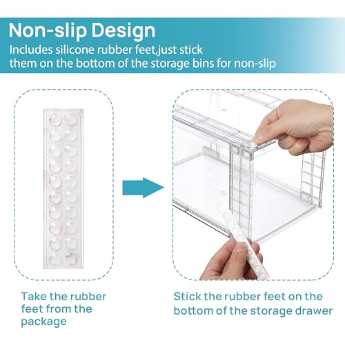 Vtopmart 2Pack Large Stackable Kitchen Pantry Storage Drawers, Clear Organizer Bins with Handles, Acrylic Drawer Organizers for Kitchen Pantry, Bathroom Undersink, Cabinet Organization and Storage - size: 2Pack 7"H