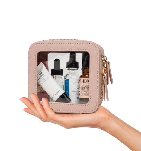 LETGO Clear Makeup Bags Small, TSA Approved Toiletry Bag with Zipper, Mini Clear Makeup Pouch Purse Organizer Fit Carry-on Travel Essentials,Small Cosmetic Bags for Car Storage (Mini-Nude) - color: 0-Mini-Nude