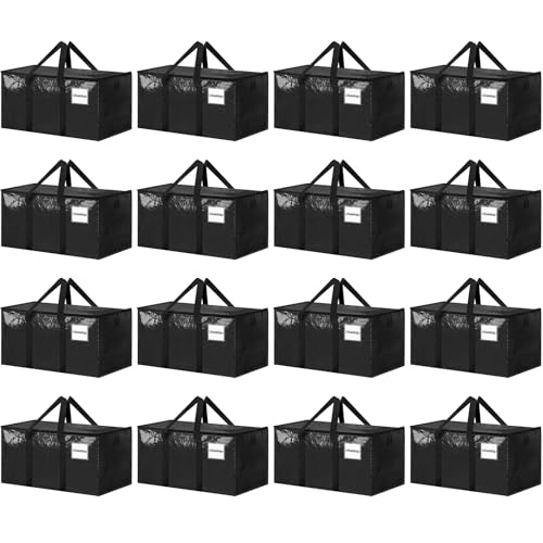 16 Pack Extra Large Heavy Duty Moving Bags, Black Storage Bins with Lids, Reinforced Handles & Heavy-Duty Zippers Moving Boxes Storage Bags Totes for Clothes Packing, Dorms, College Supplies, Black - color: Black, size: 16 Pack