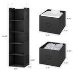YOUDENOVA Hanging Closet Organizer, 5 Tier Hanging Closet Shelves with 6 Side Pockets and 2 Drawers, Black - color: Black