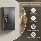 48-Key Smart Key Lock Box Wall Mount – Commercial Key Cabinet with App, Keypad, Bluetooth & WiFi Unlock (Sold Separately), Access Log Tracking, Key Management System for School, Office - size: 48 Keys (Smart）