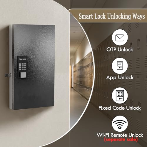 48-Key Smart Key Lock Box Wall Mount – Commercial Key Cabinet with App, Keypad, Bluetooth & WiFi Unlock (Sold Separately), Access Log Tracking, Key Management System for School, Office - size: 48 Keys (Smart）