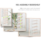 4NM 5 Tiers No Assembly Book Shelves, 51.2" H Folding Bookshelf Bookcase Open Industrial Foldable Shelves for Bedroom, Living Room, Home Office - Natural White - color: Natural White, size: XX 5-Tier