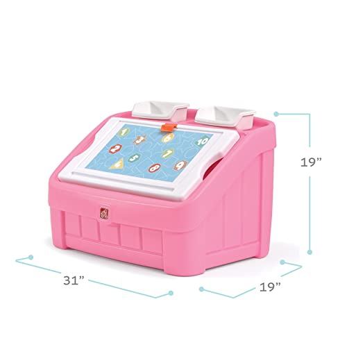 Step2 2-in-1 Toy Box & Art Lid, Kids Toy Storage Bin & Organizer, Easel & Chest in One, Made of Durable Plastic, For Toddlers 2+ Years Old, Pink - color: Pink