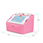 Step2 2-in-1 Toy Box & Art Lid, Kids Toy Storage Bin & Organizer, Easel & Chest in One, Made of Durable Plastic, For Toddlers 2+ Years Old, Pink - color: Pink